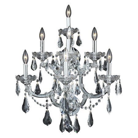 Elegant Lighting Royal Cut Clear Crystal Maria Theresa 7-Light Crystal Wall Sconce 2801W7C/RC